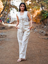 Cream Statement Casual Waist Coat & Straight Trouser Coord Set image 1