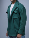 Green Denim Jacket with Black Piping Details image 6