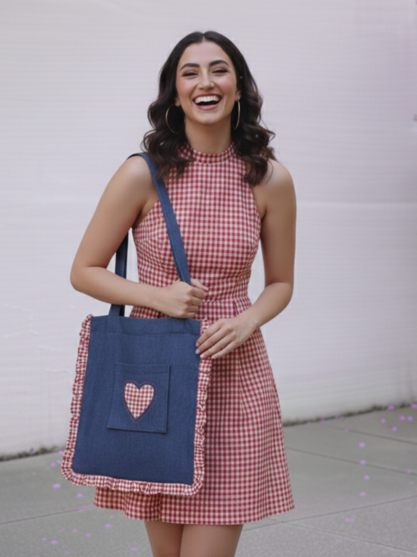 Red Check Halter Mini dress