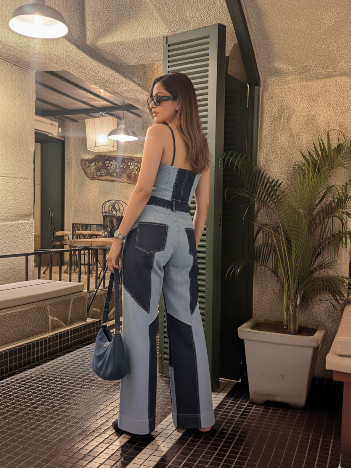 Abstract Patchwork Denim Coord