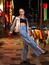 Blue Denim & Metallic Jacket Co-ord Set with Bralette image 7