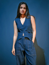 Chic Denim Waistcoat & Wide-Leg Trouser Coord Set image 4