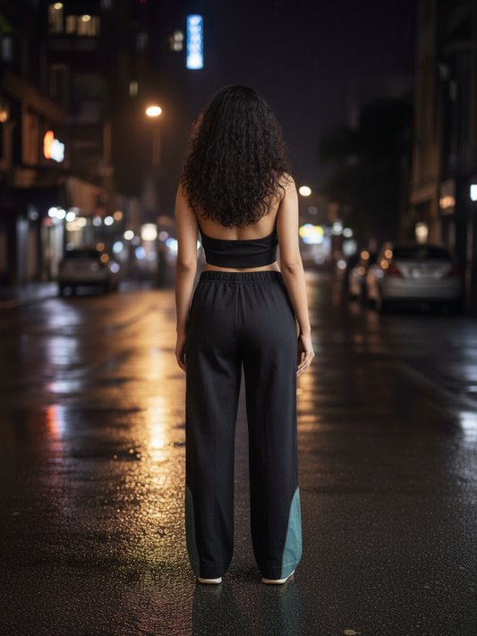 Twisted Crop Top with Track Pants