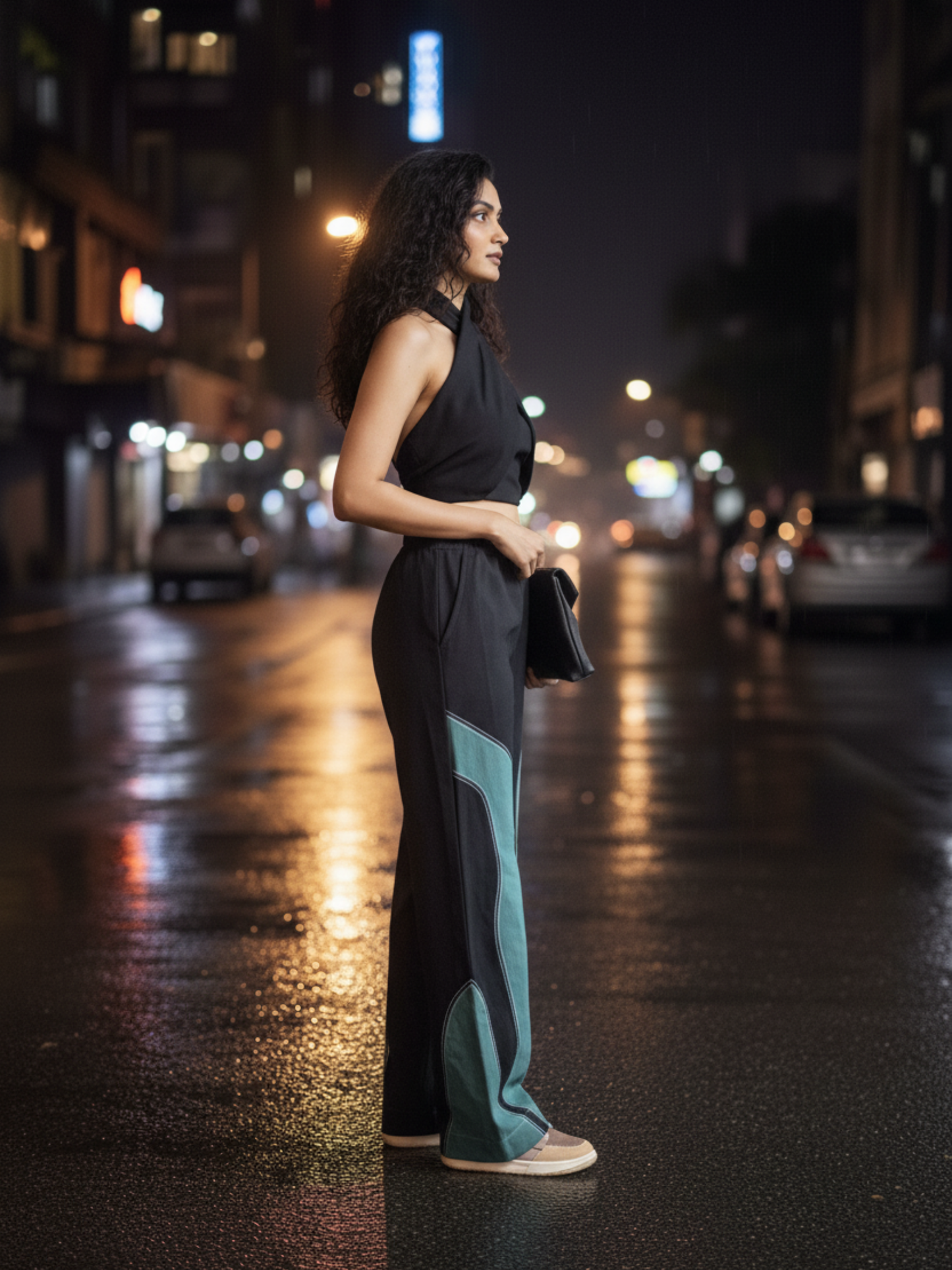 Twisted Crop Top with Track Pants