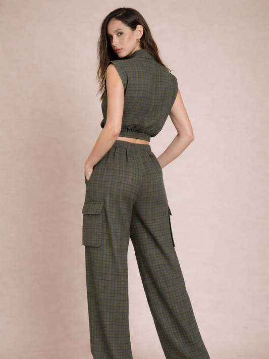 Sophie - Crop Vest Jacket and Baggy Pants