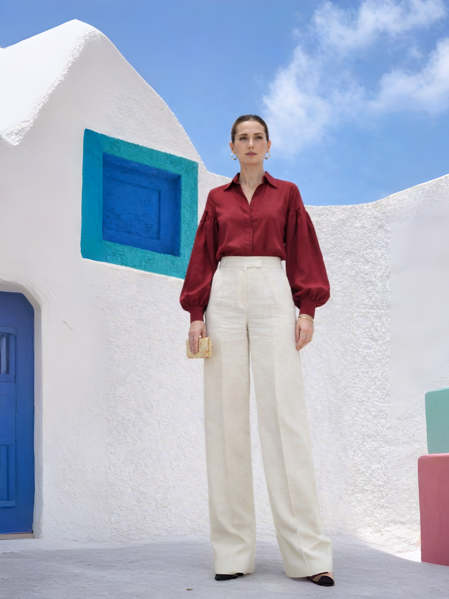 Summer linen Coords set - Maroon