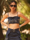 Denim Foiling crop & skirt coord set image 4