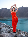 Orange Ruffle High Low Gown image 2