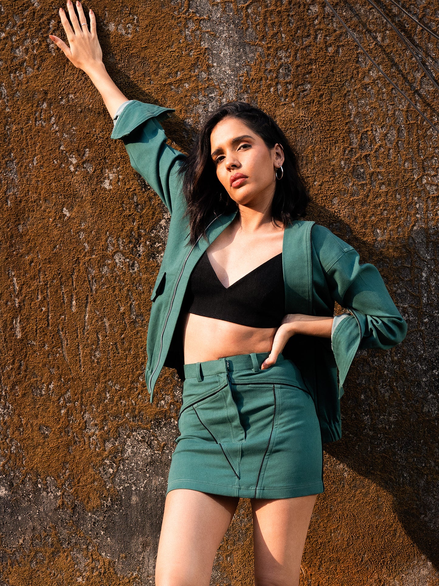 Green Denim Co-ord Set