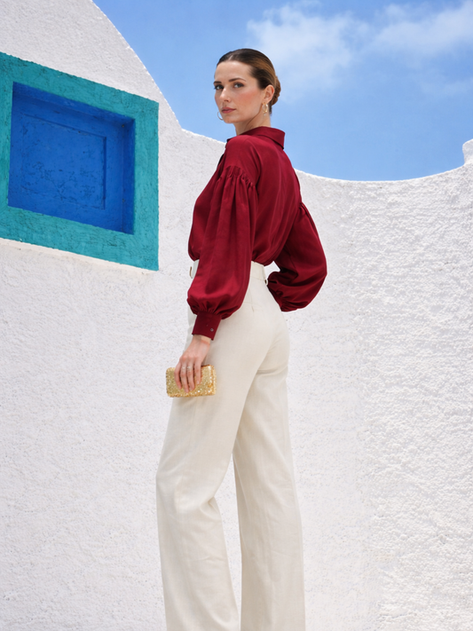 Summer linen Coords set - Maroon