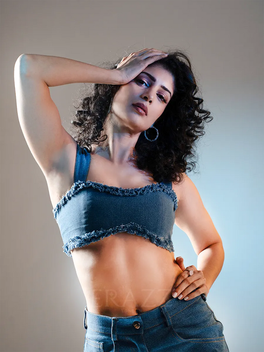 Flower Rugged Denim & Crop Top Coord Set image 1