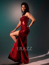 Sequin Red Corset & High Slit Skirt image 3