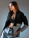 Denim Blazer with Color Blocking image 1