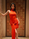 Chic Red Halter Mini Dress with Long Tail image 7
