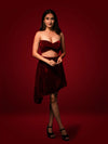 Velvet Twisted Top & High Low Flared Skirt Coord Set image 2