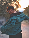 Green Denim Jacket with Black Piping Details image 3