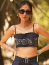Denim Foiling crop & skirt coord set image 2