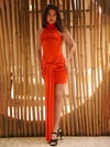 Chic Red Halter Mini Dress with Long Tail image 5