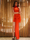 Chic Red Halter Mini Dress with Long Tail image 3