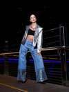 Blue Denim & Metallic Jacket Co-ord Set with Bralette image 5