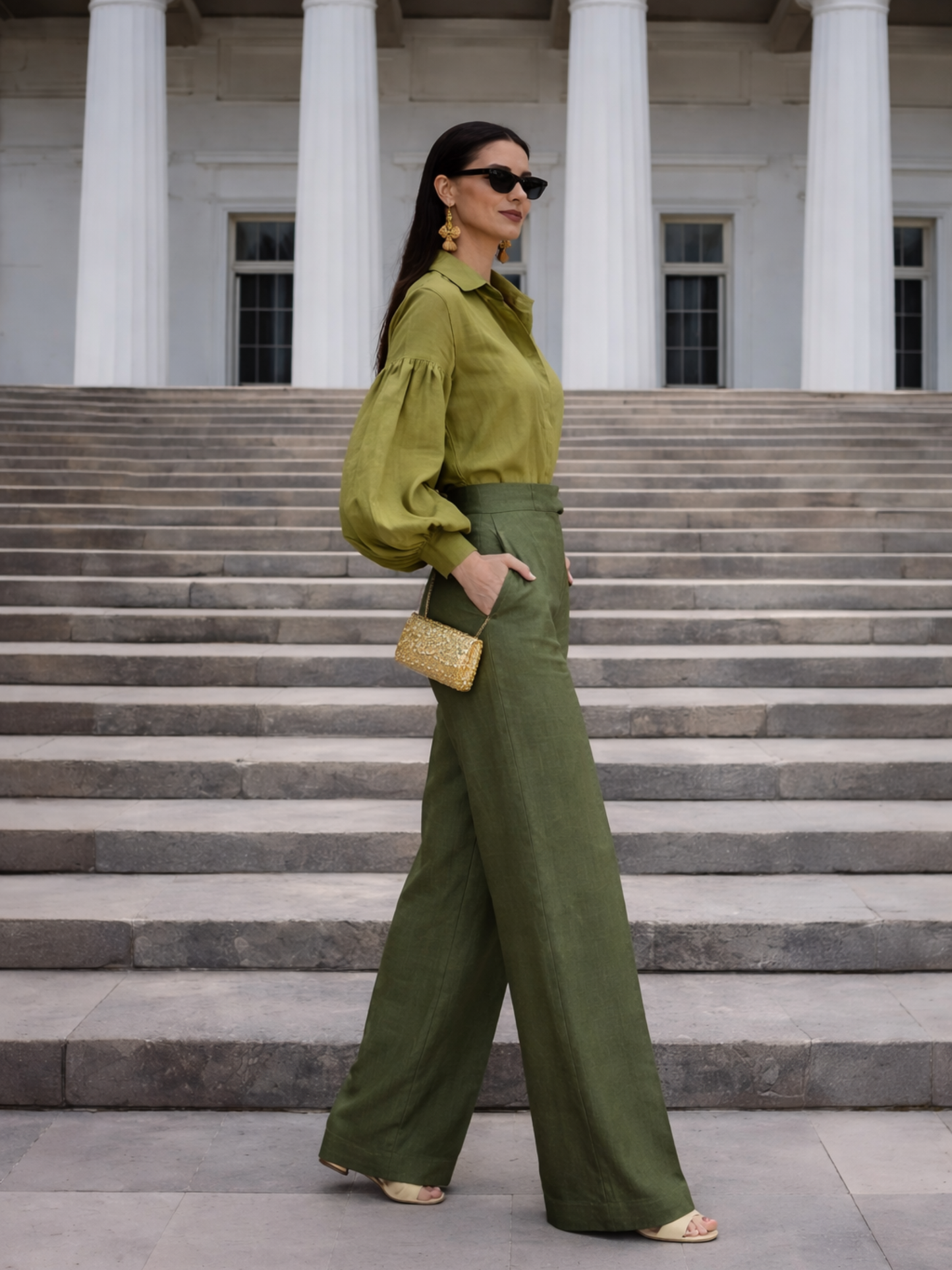 Summer linen Coords set - Olive