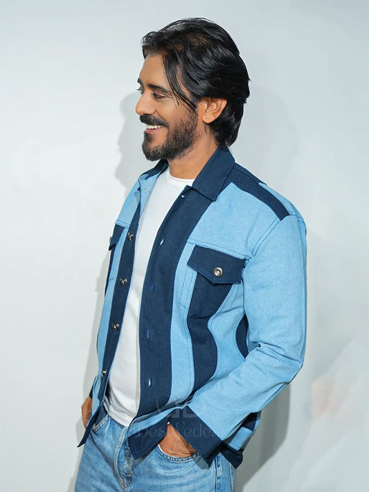 Classic Blue Dual Color Denim Jacket image 1