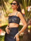 Denim Foiling crop & skirt coord set image 5