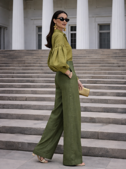 Summer linen Coords set - Olive