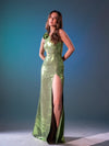 Green Sequin Cut-out Gown