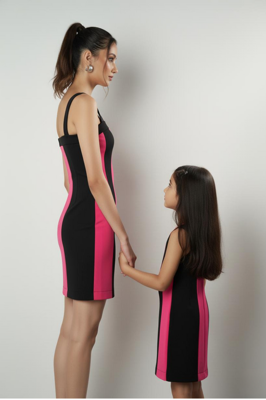 Colorblock Black & Pink Statement Dress For kids