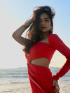 Red Blaze Cutout Gown image 4
