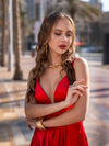 Red Satin Maxi Gown image 3