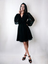 Black Georgette V-Neck Bishop Sleeve Midi Dress image 4