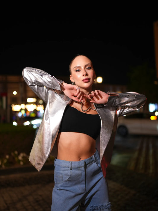 Silver Metallic Short Jacket image 1