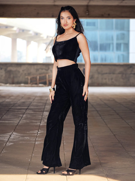 Black Velvet Crop Top image 1