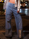 Blue Denim Wide Leg Loose Patchwork Pants image 0