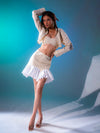 Khaki Crop Flared Mini Skirt image 2