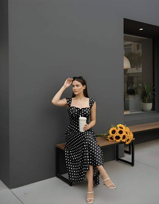 Polka Fit & Flare Midi Dress
