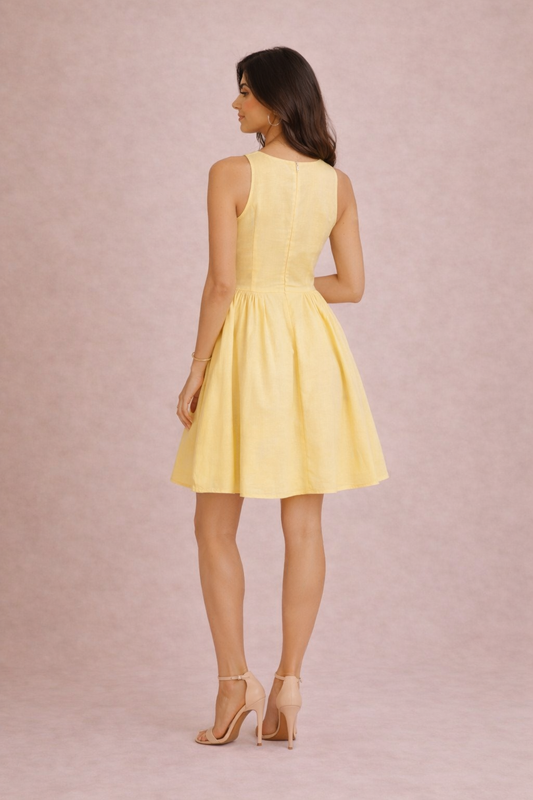 Butter Yellow Gathered dress