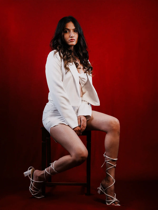 Twisted Tube Top with Mini Skirt and Jacket Coord 3-Piece Set