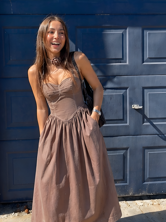 Flared Linen Dress With Matching Hand/Neck Band