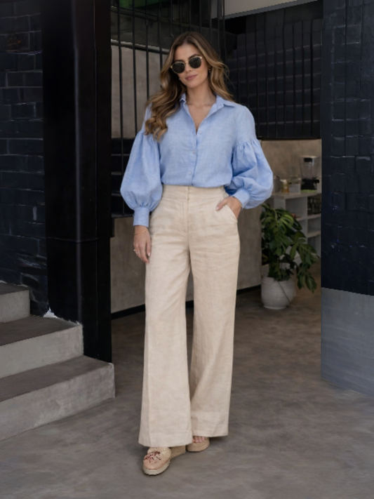 Summer linen Shirt - Powder blue