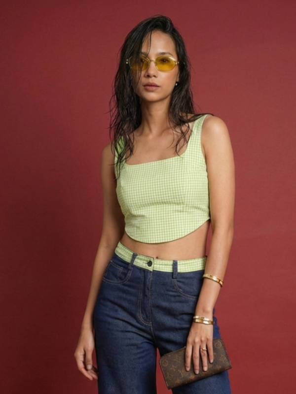 Denim & Checks Reversible corset