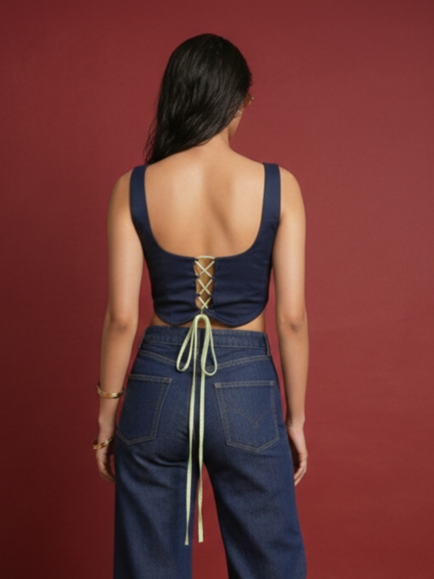 Denim & Checks Reversible corset