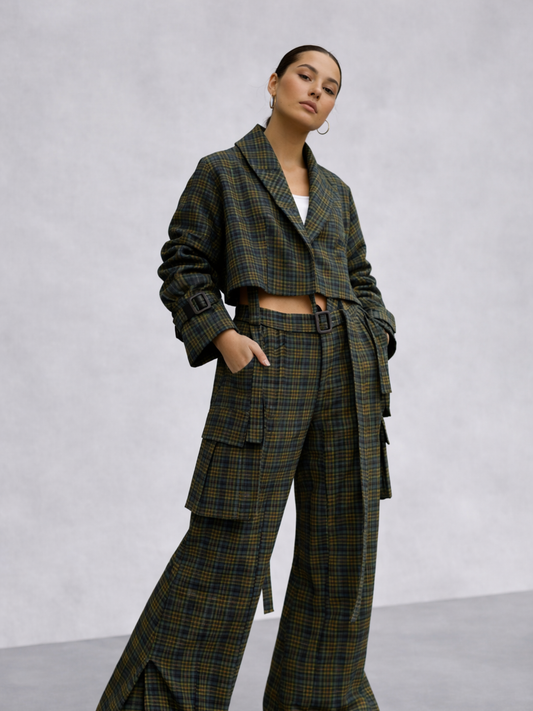 Natasha - Short Jacket with Flared Cargo Pants