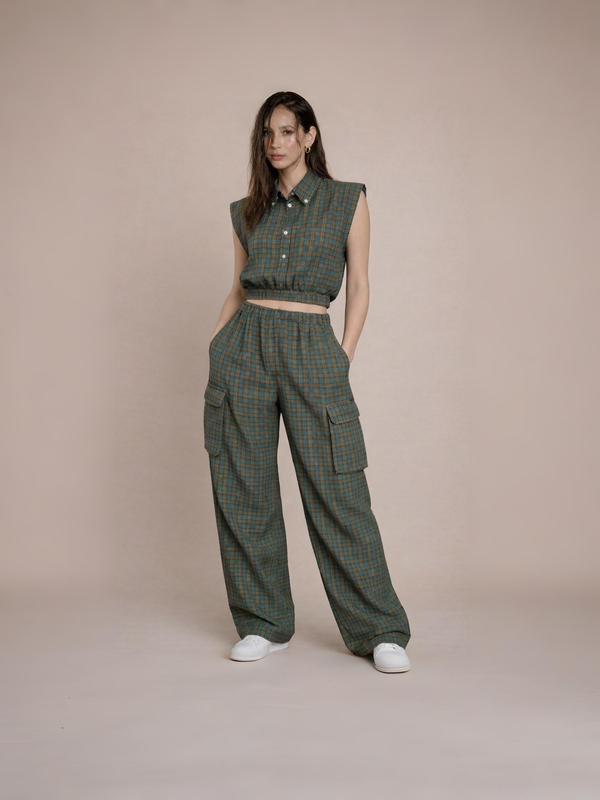 Sophie - Crop Vest Jacket and Baggy Pants