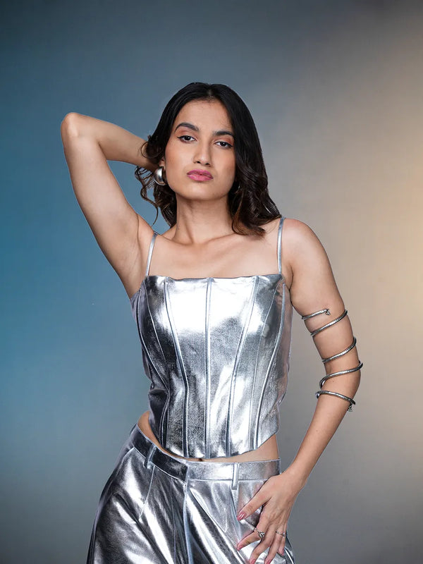Silver Metallic Corset