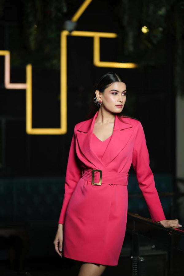 Hot Pink Statement Mini Blazer Dress
