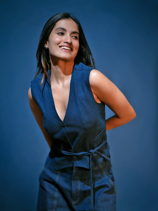 Denim Waist Coat with Belts image 1