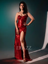 Sequin Red Corset & High Slit Skirt image 0